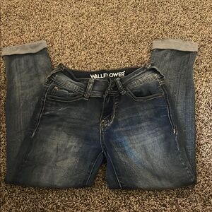 Wallflower Women's Distressed Blue Skinny Jeans